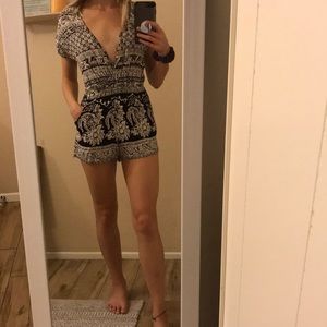 Fun tan and black Romper